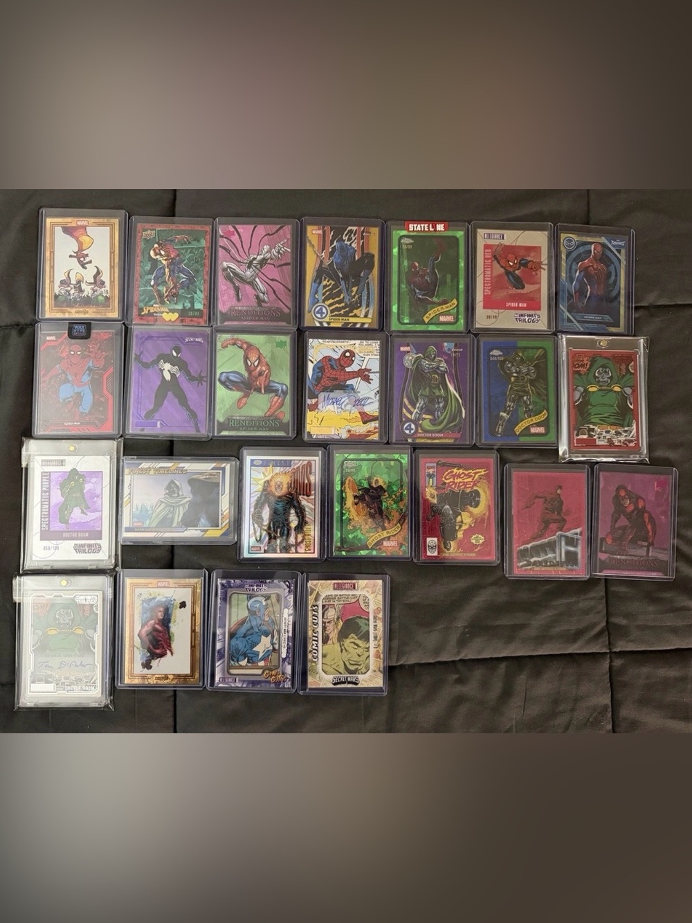 Marvel Premium Card lot: spider-man, doom, ghost rider. Autos, serial #s